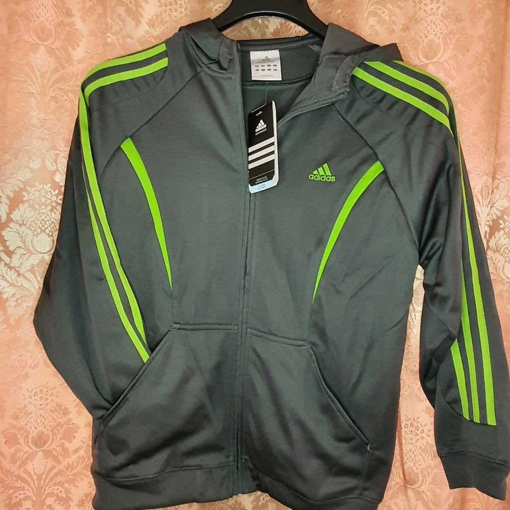 adidas Boys' 3-Stripe ATS Cool Full Zip Hoodie L NWT
